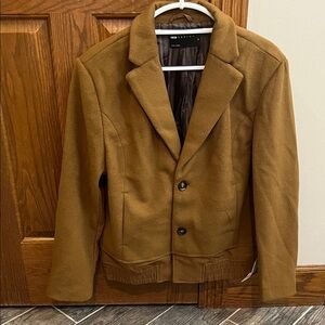 NWT ASOS Design spliced bomber hybrid jacket, camel, XS